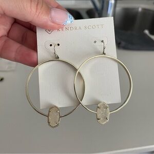 Kendra Scott Elora Hoop Earrings Gold Iridescent Drusy